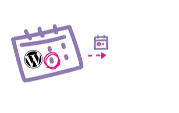 An animation that shows how WordPress events federate to users of different applications via ActivityPub.